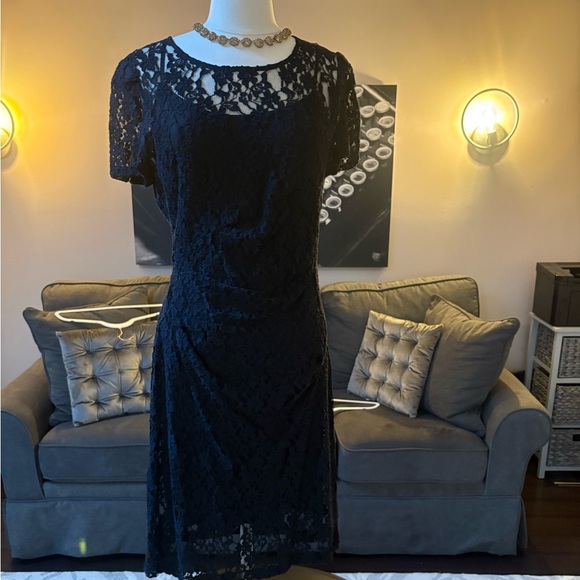 DKNY Black Lace Overlay Dress – Size 10 - Picture 1 of 9